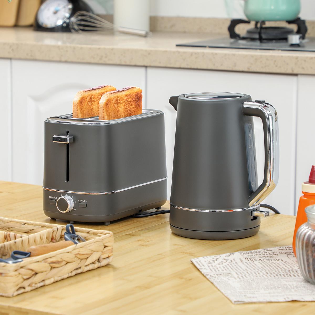 KOCHER-TOASTER-SET 2er Set Stahl Kunststoff Grau - Grau, Kunststoff (16/24.3/21.2cm) - HOMCOM