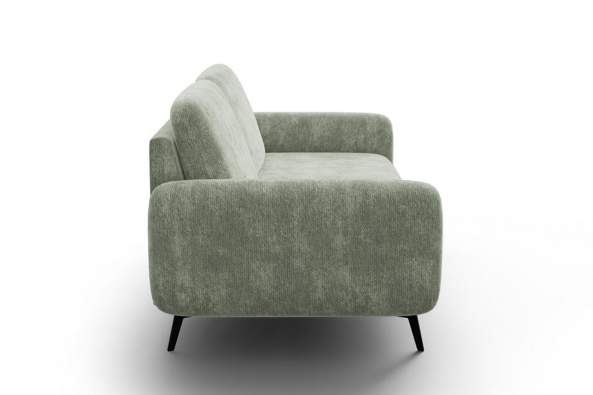 SOFA FEBE 3-Sitzer, hellgrüner Chenille-Stoff - Schwarz/Hellgrün, Holz/Textil (190/82/96cm) - Wozimo