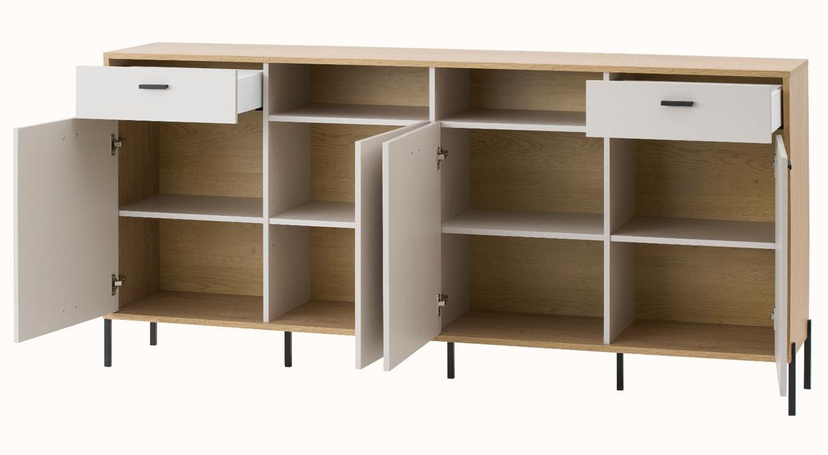 SIDEBOARD Kaschmir, Eiche 205 x 95 cm, Kommode mit Soft-Close - Kaschmir/Eichefarben, Holzwerkstoff/Metall (205/95/40cm) - Furn.Design