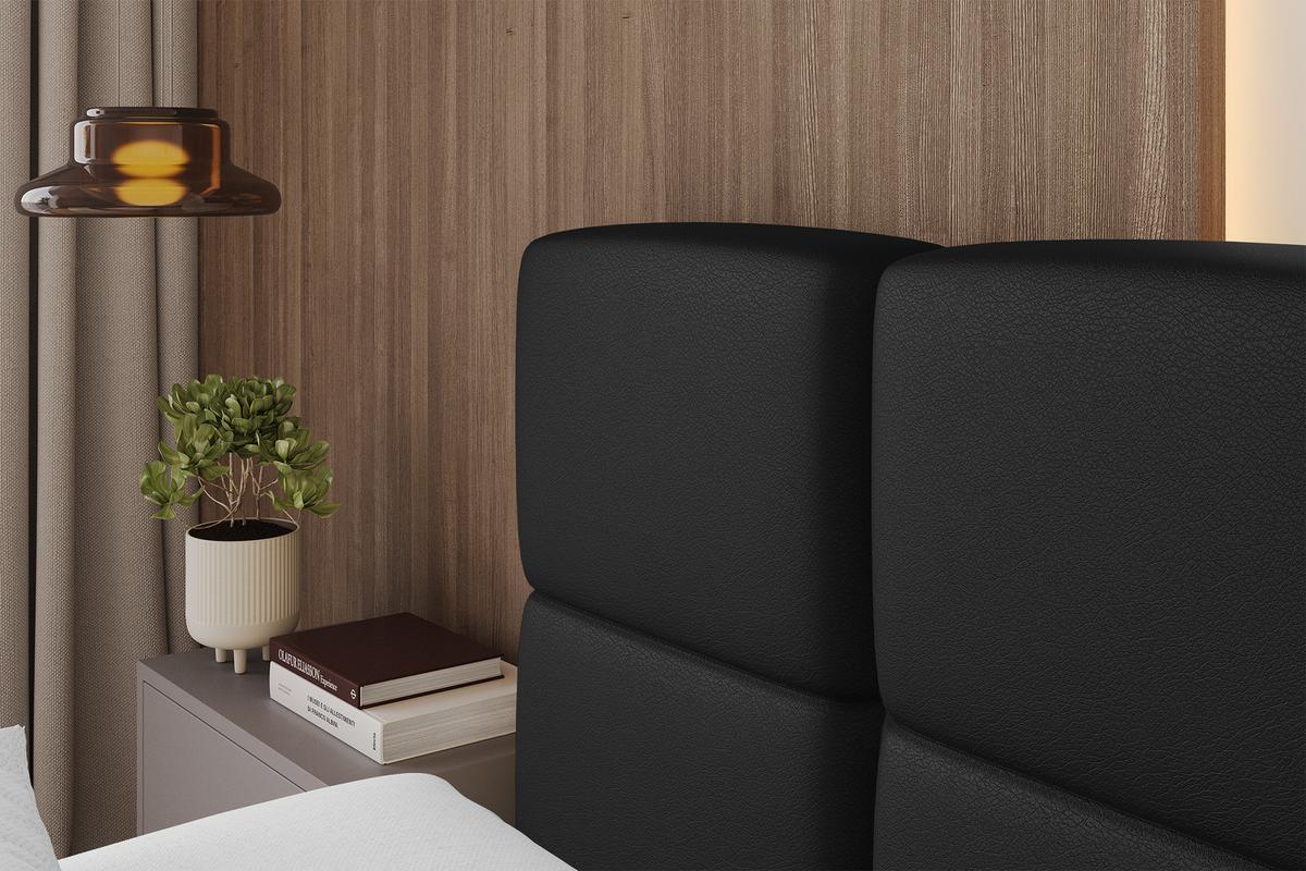 POLSTERBETT mit Bettkasten und Lattenrost, Bett mit Kopfteil, Boxbett ohne Matratze, Doppelbett mit Stauraum - NATA 120x200 Schwarz - Schwarz, Holzwerkstoff/Textil (120/200cm) - ALTDECOR