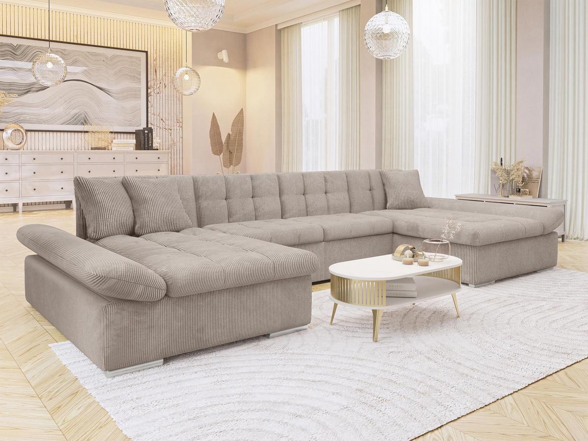 WOHNLANDSCHAFTEN Alia Cord - Sahara, Holz/Textil (360/75/160cm) - MIRJAN24