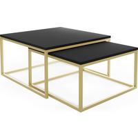 COUCHTISCHE Vella Gold 2er-Set quadratisch, Schwarz 76/76/39cm + 66/66/34 cm - Goldfarben/Schwarz, Holzwerkstoff/Metall (76/76/39cm) - WFL GROUP