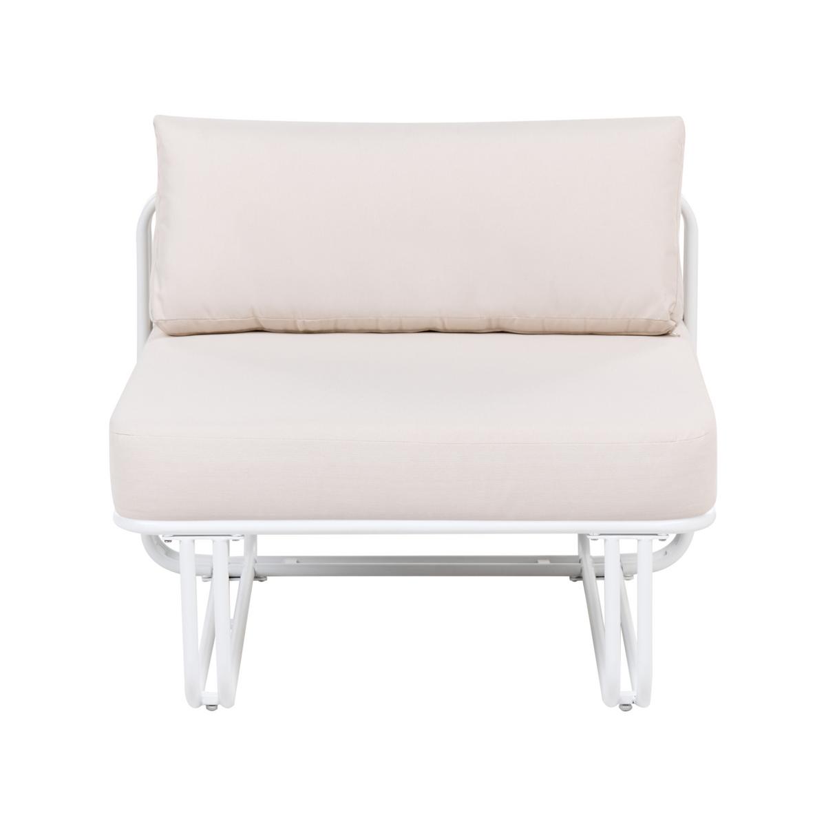 LOUNGE-SET mit Tisch und Ottomane 3-Sitzer Metall Weiß Camerota - Beige/Weiß, Metall - Beliani