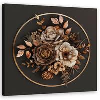 WANDBILD beige blumen und blätter - Beige, Textil (30/30cm) - Feeby