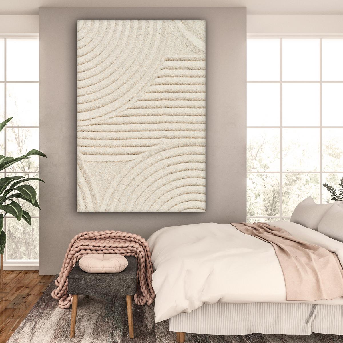 LEINWANDBILD Muster - Abstrakt - Weiß Deko Groß 90x140 cm - Beige, Textil (90/140cm) - MuchoWow