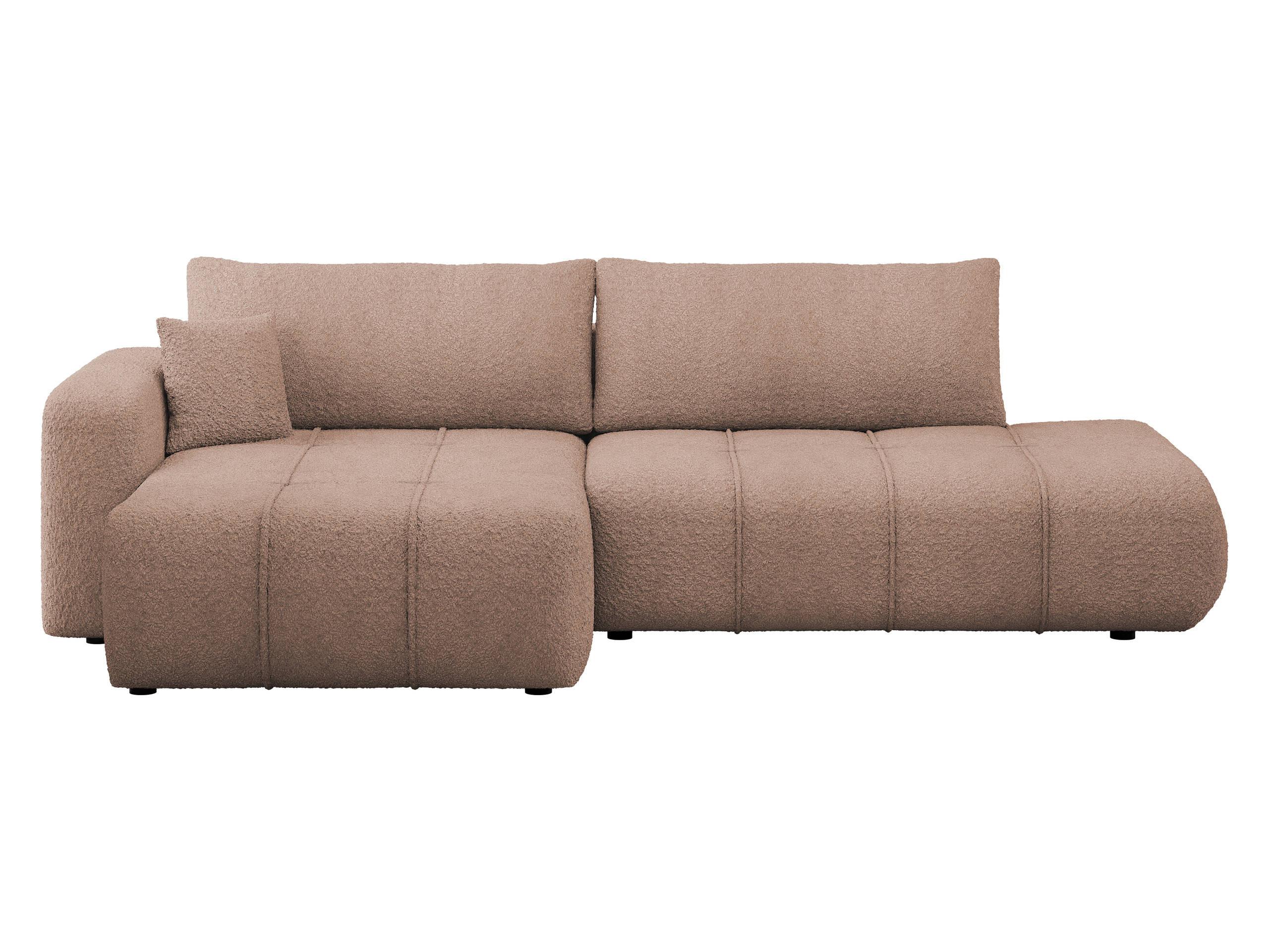 ECKSOFA Furyn O Boucle, Seite: Links - Hellbraun/Schwarz, Holzwerkstoff/Kunststoff (262/145cm) - MIRJAN24
