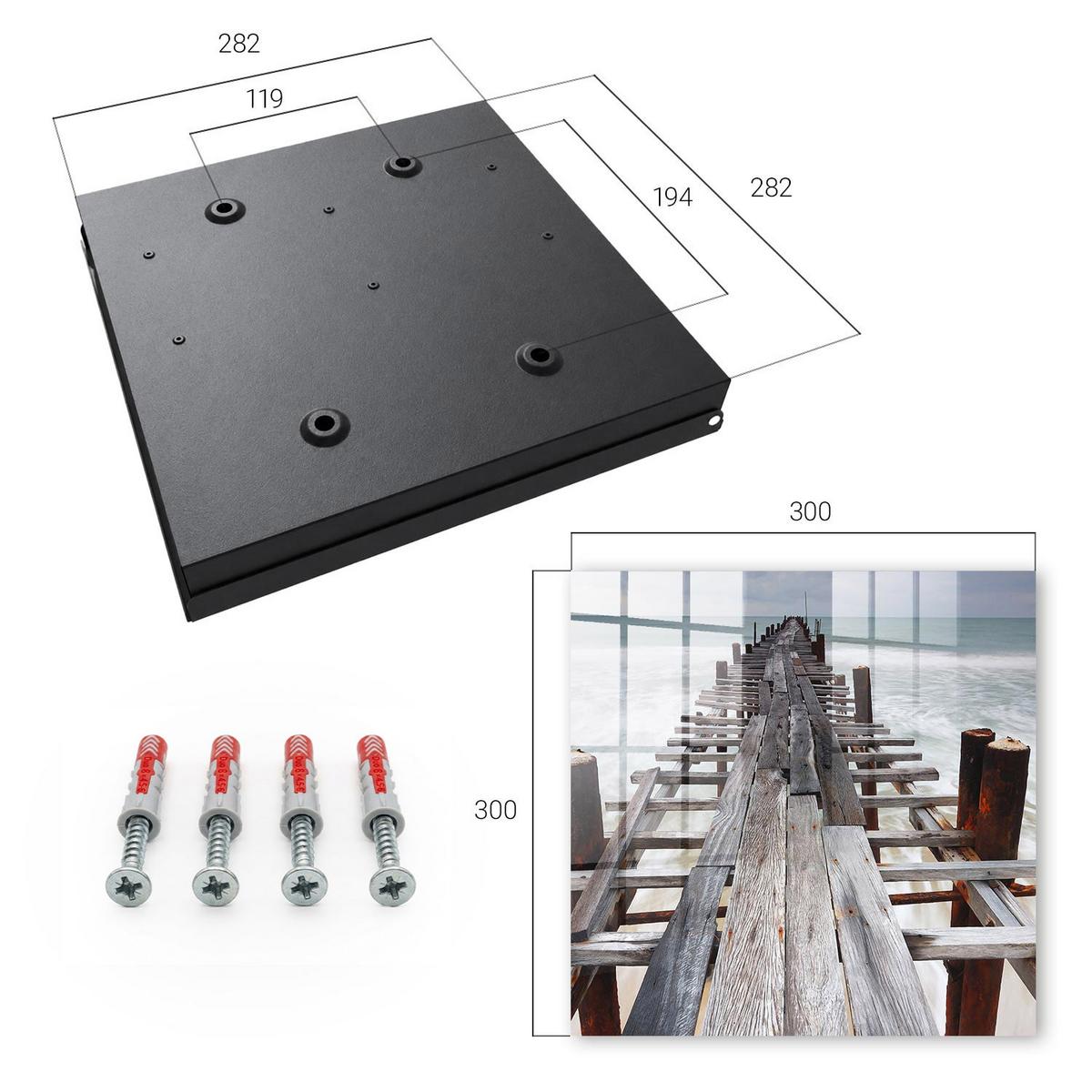 SCHLÜSSELBOX Schwarz 30x30 cm- Türöffnung nach rechts - Endloser Hafen - Grau, Metall (30/30/5cm) - TULUP