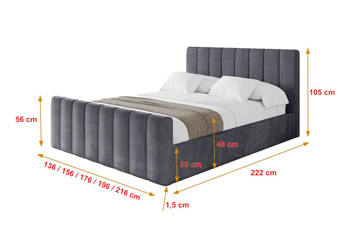 POLSTERBETT mit Bettkasten, Fußteil und Lattenrost, Boxbett mit Matratze H3/H4 - STERA-Z 160x200 Dunkelgrau - Dunkelgrau, Holzwerkstoff/Textil (160/200cm) - ALTDECOR