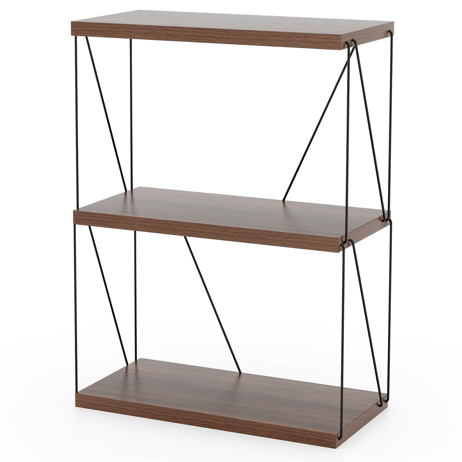 REGAL Vertikales Walnuss - Walnussfarben, Metall (61/82/29.5cm) - COSTWAY
