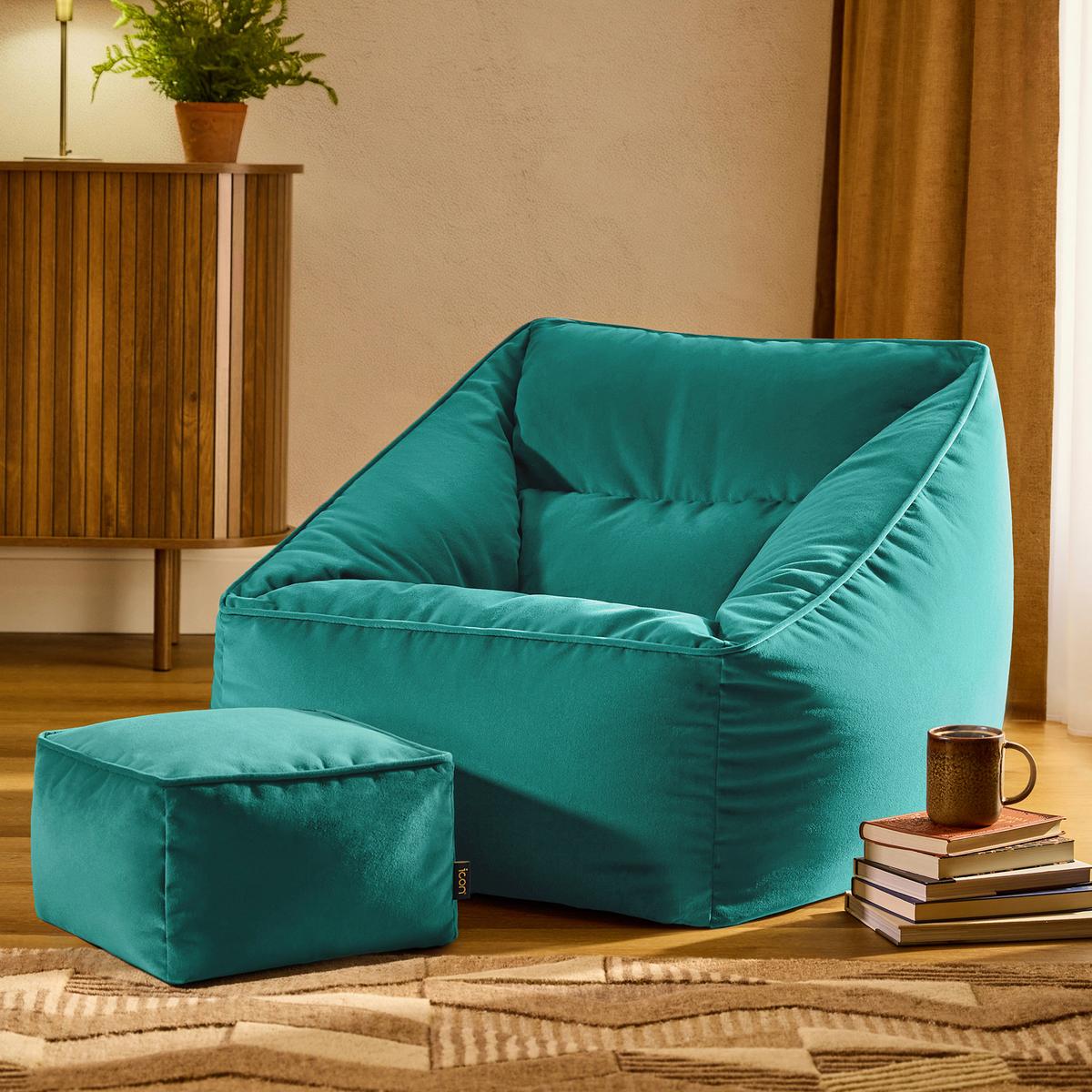 SITZSACK Sessel mit Sitzpouf - Grün, Textil (70/65/70cm) - icon