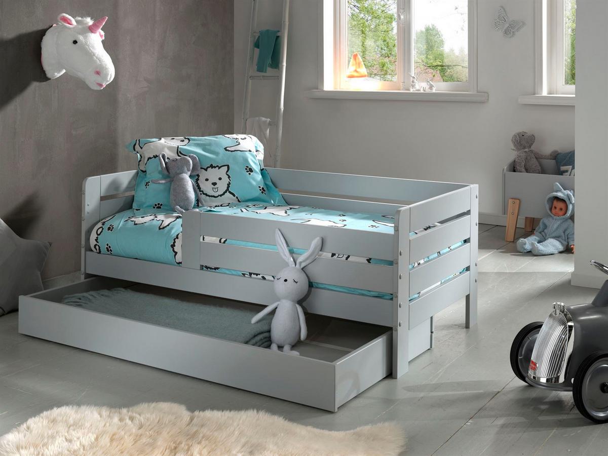 JUNIORBETT Karie 144x56x70 aus Massivholz+MDF in Grau - Grau, Holz (70/140cm) - 58aufmkessel