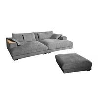 BIG SOFA-SET 7-TLG MADELINE Grau Cord - Schwarz/Grau, Kunststoff/Textil (290/85/170cm) - KAWOLA