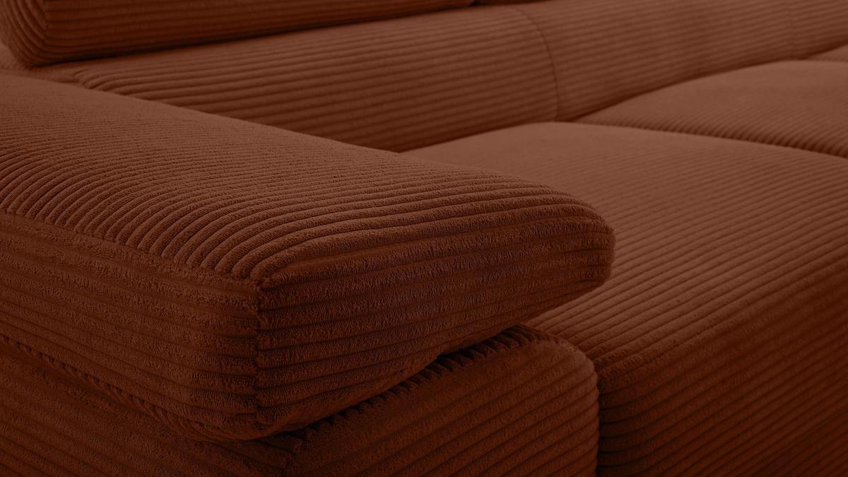 ECKSOFA L Form Arborio Ziegelrot 280/203/90 cm Rechts mit Schlaffunktion - Schwarz/Orange, Textil/Metall (280/203cm) - AX Living