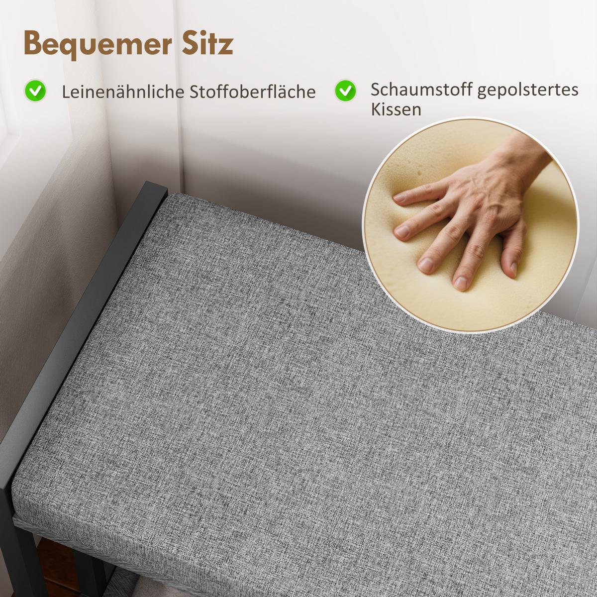 SCHUHREGAL 4 Ebenen Wandgarderobe mit Ablage 5 Haken und Stange gepolstert - Schwarz/Grau, Holzwerkstoff/Metall (30/87.6/70cm) - HOMCOM