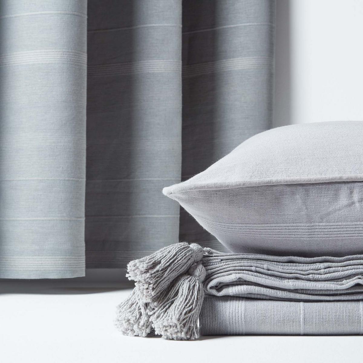 ÖSENVORHANG Rajput blickdicht 2er-Set, 167/182 cm - Hellgrau, Textil (167/182cm) - Homescapes
