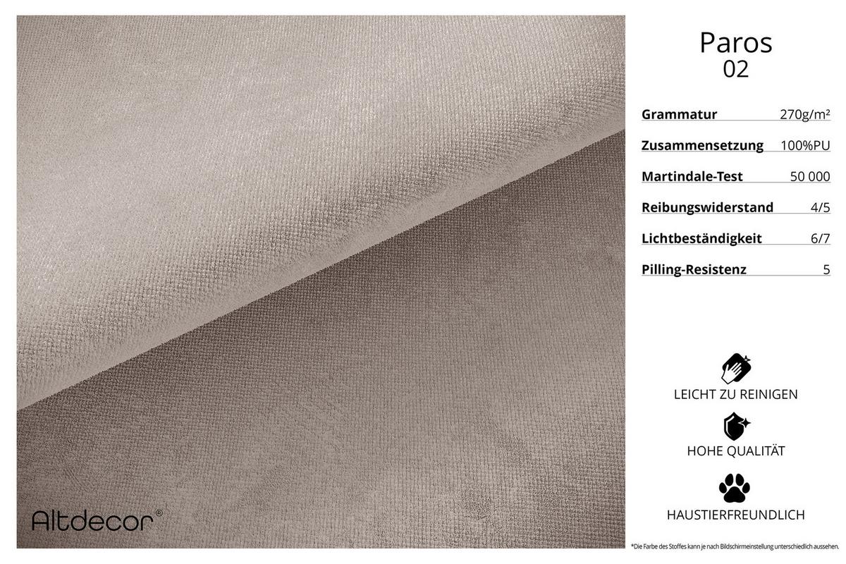 ECKSOFA Ottomane rechts ESKAR-L 266x176x72 Hellbraun Velours - Hellbraun/Schwarz, Holzwerkstoff/Kunststoff (176/266cm) - ALTDECOR