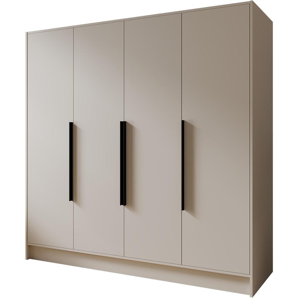 DREHTÜRENSCHRANK Pavia ohne Spiegel, Kaschmir mit mit schwarzen Griffen, 200 cm - Kaschmir, Holzwerkstoff (200/200/51cm) - Beautysofa