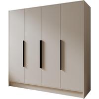 DREHTÜRENSCHRANK Pavia ohne Spiegel, Kaschmir mit mit schwarzen Griffen, 200 cm - Kaschmir, Holzwerkstoff (200/200/51cm) - Beautysofa