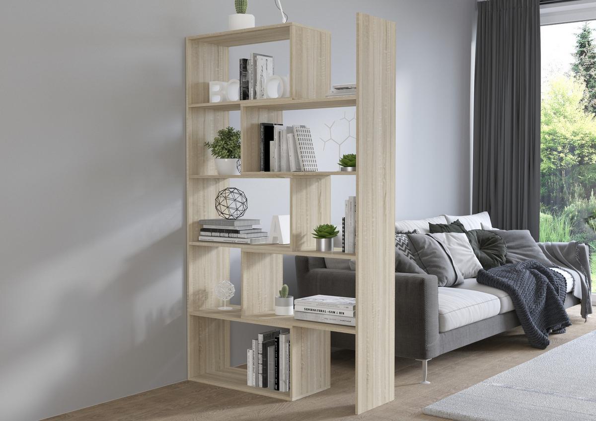 BÜCHERREGAL LORIS 125x33x188 cm, Regal Sonoma Eiche - Sonoma Eiche, Holzwerkstoff (125/188/33cm) - MASSENO