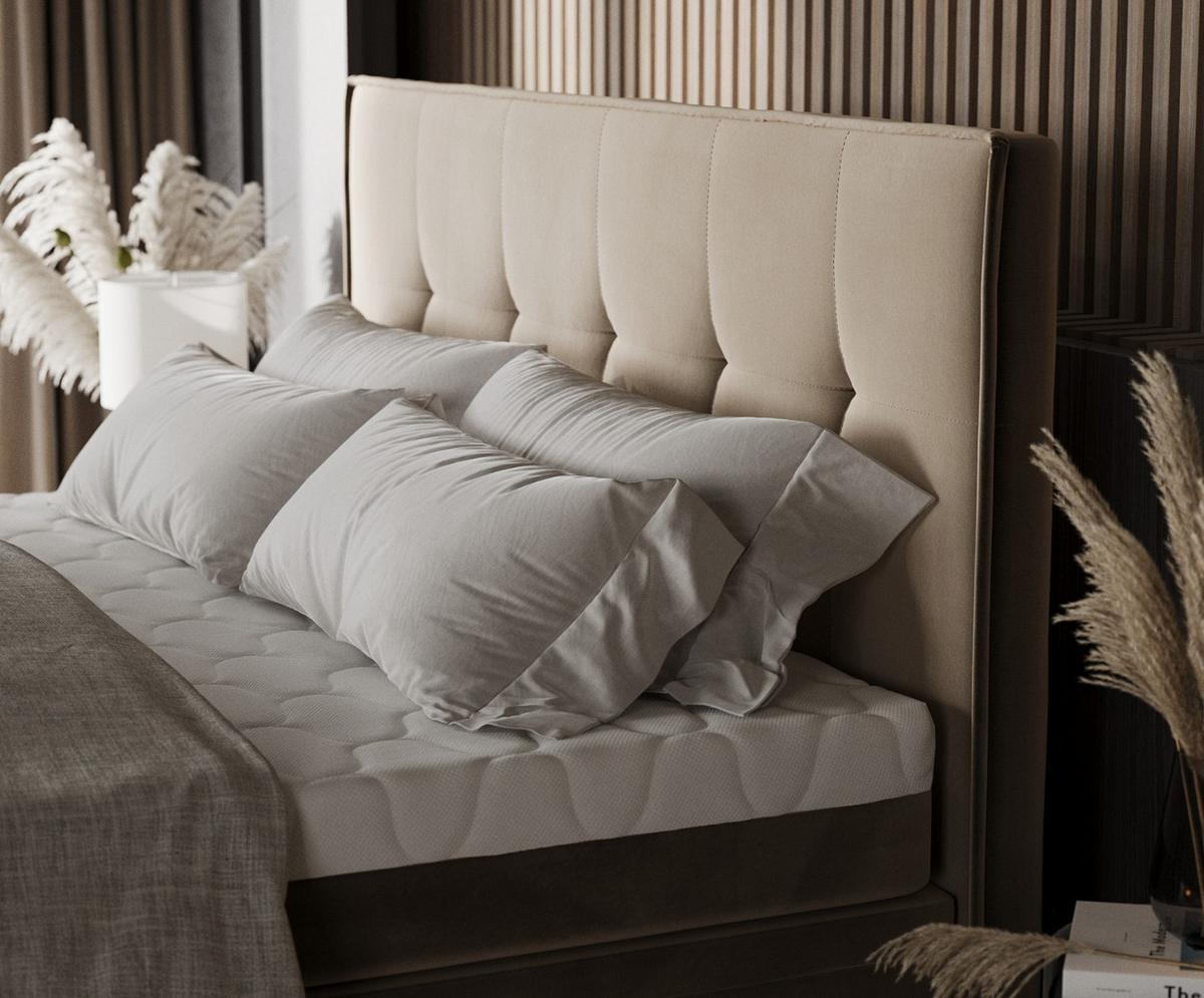 BOXBETT Arivo 200/200 cm Taupe im Paros Stoff - Taupe/Schwarz, Holz/Holzwerkstoff (200/200cm) - AltaBeds