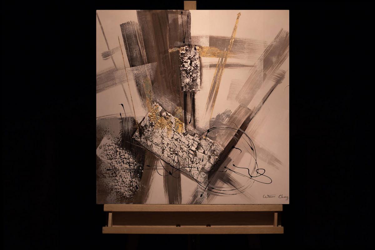 ACRYLBILD HANDGEMALT 60/60 cm - Grau, Holz/Textil (60/60cm) - KUNSTLOFT