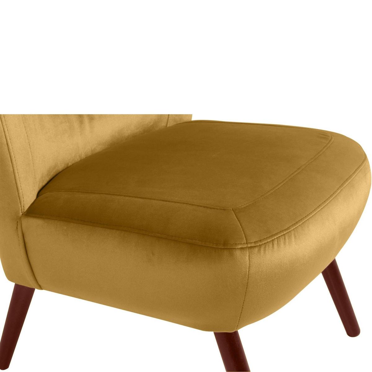 SESSEL Kathy Bezug Samtvelours Buche nussbaum dunkel / mais - Gelb, Kunststoff (70/86/69cm) - 58aufmkessel