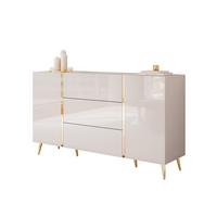 SIDEBOARD mit Schubladen ONYX Kaschmir auf goldenen Beinen Hochglanz - Kaschmir/Goldfarben, Holzwerkstoff (158/88/41.3cm) - Lookway