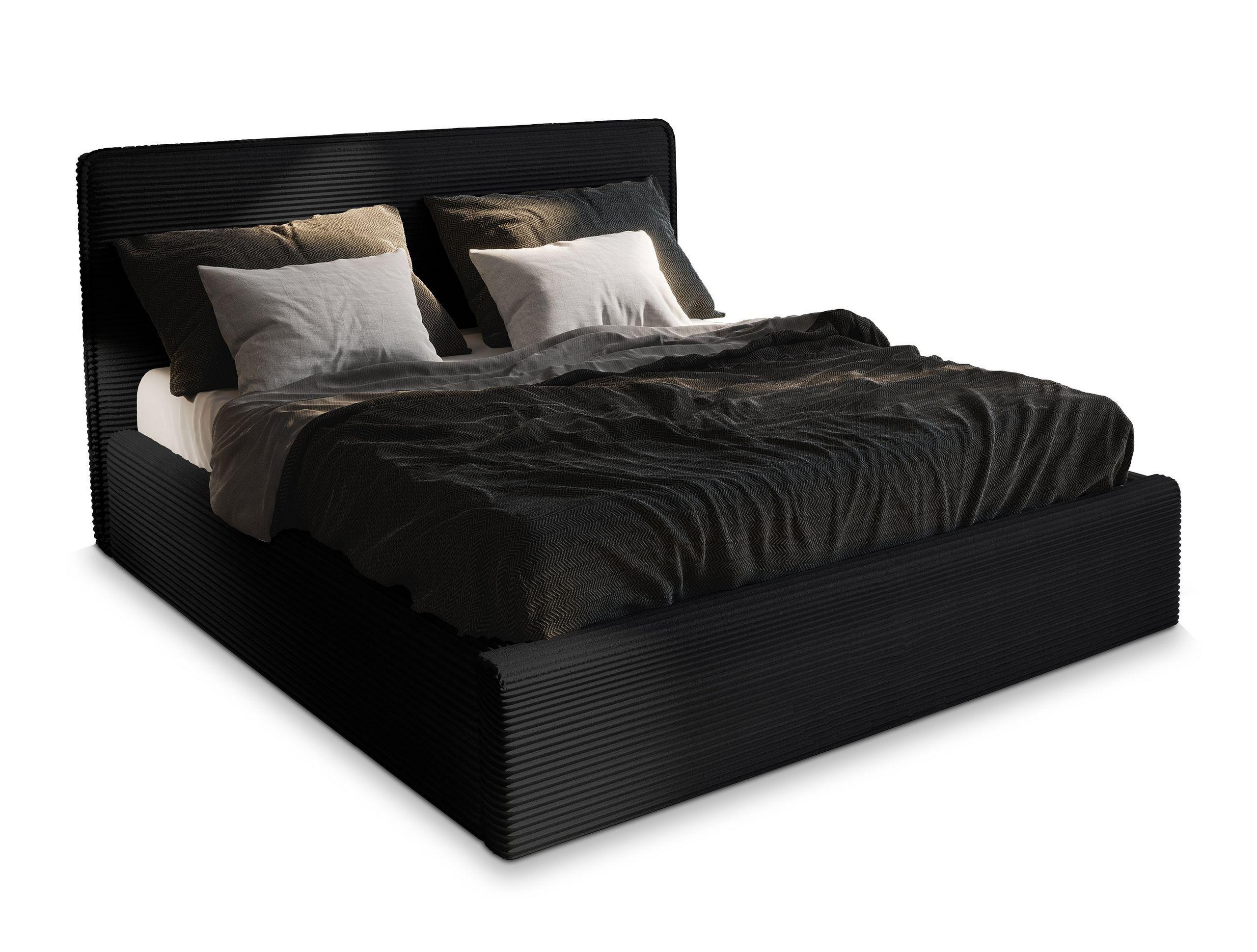 POLSTERBETT PARMA 120x200 cm mit Bettkästen - Schwarz - Schwarz, Holz/Textil - MASSENO