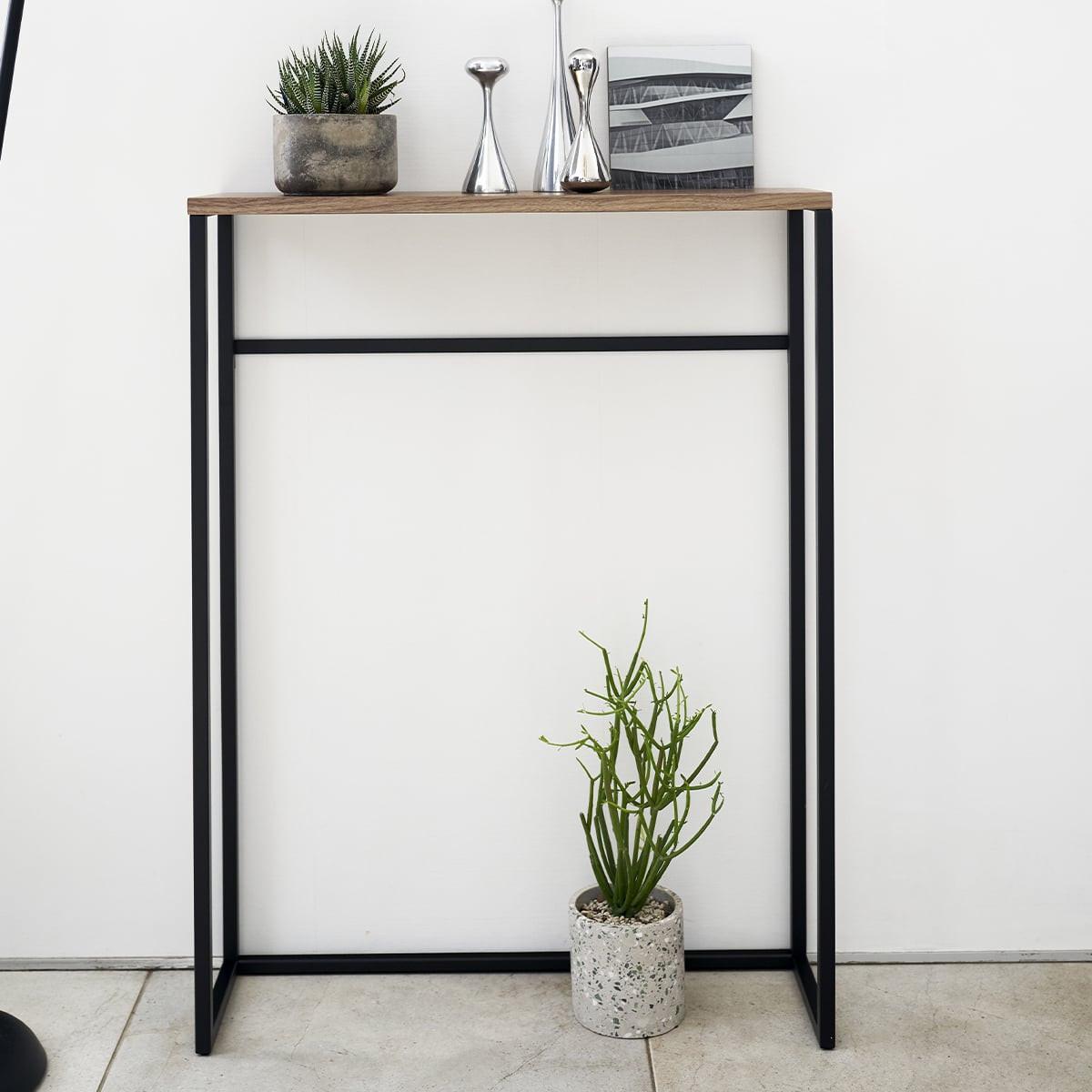 KONSOLENTISCH aus Metall und Holz - L60 cm - Schwarz, Metall (19/18.5/80.5cm) - Yamazaki