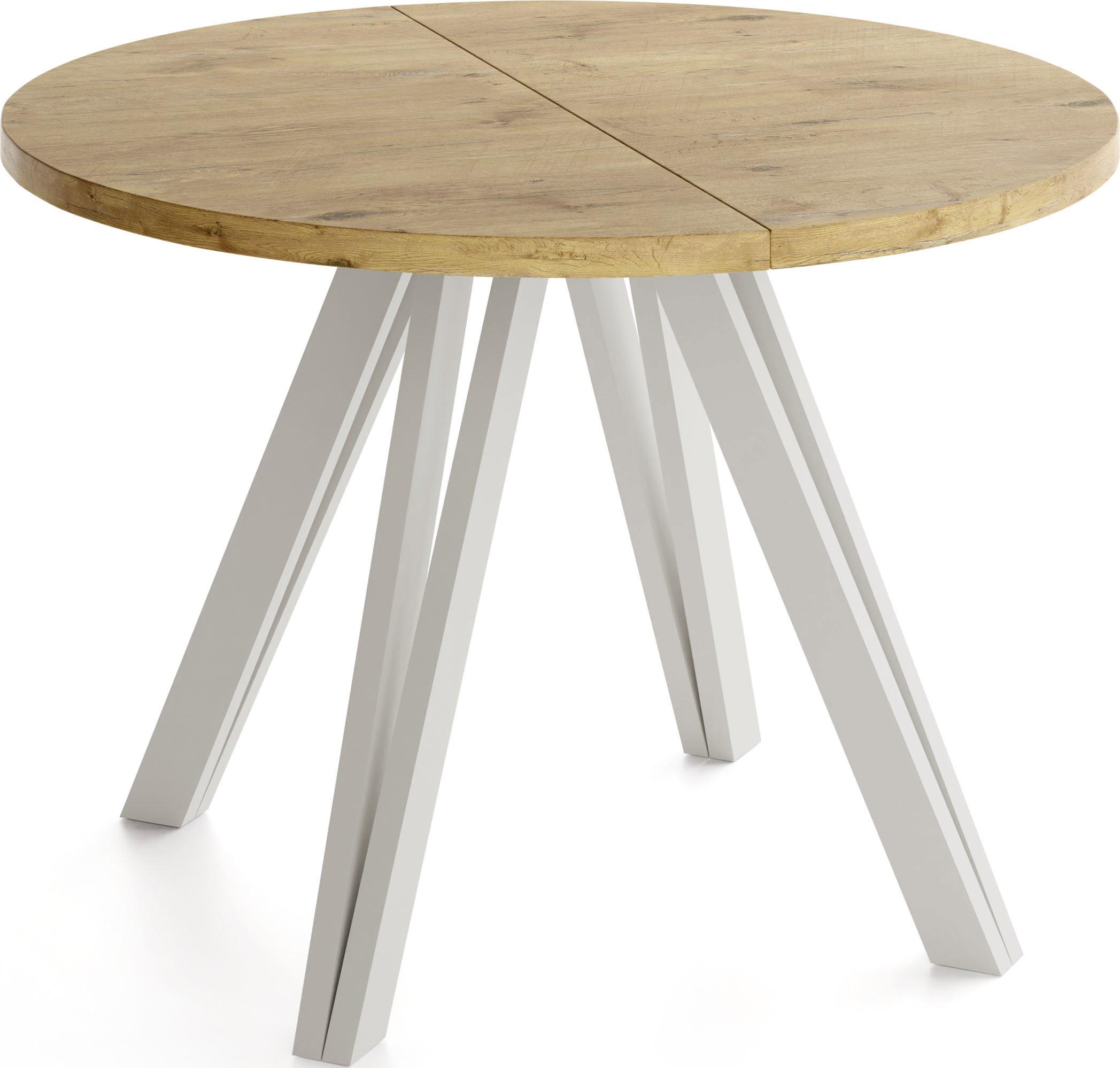 ESSTISCH Ravero runder ausziehbarer, Eiche Hell Braun 100-140/100/77 cm - Kaschmir/Eichefarben, Holz/Holzwerkstoff (100/140/76.5cm) - WFL GROUP