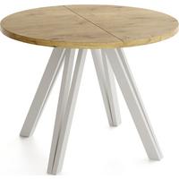 ESSTISCH Ravero runder ausziehbarer, Eiche Hell Braun 100-140/100/77 cm - Kaschmir/Eichefarben, Holz/Holzwerkstoff (100/140/76.5cm) - WFL GROUP