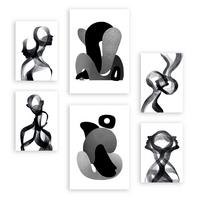 POSTER Set Mit 6 Gebogener Körper In Liebhaber Abstrakt Ästhetische Dekorative Gemälde Für Ihr Wohnzimmer, Schlafzimmer, Zuhause A3 & A4 Rahmenlos - Klar, Papier (29/3cm) - Nacnic
