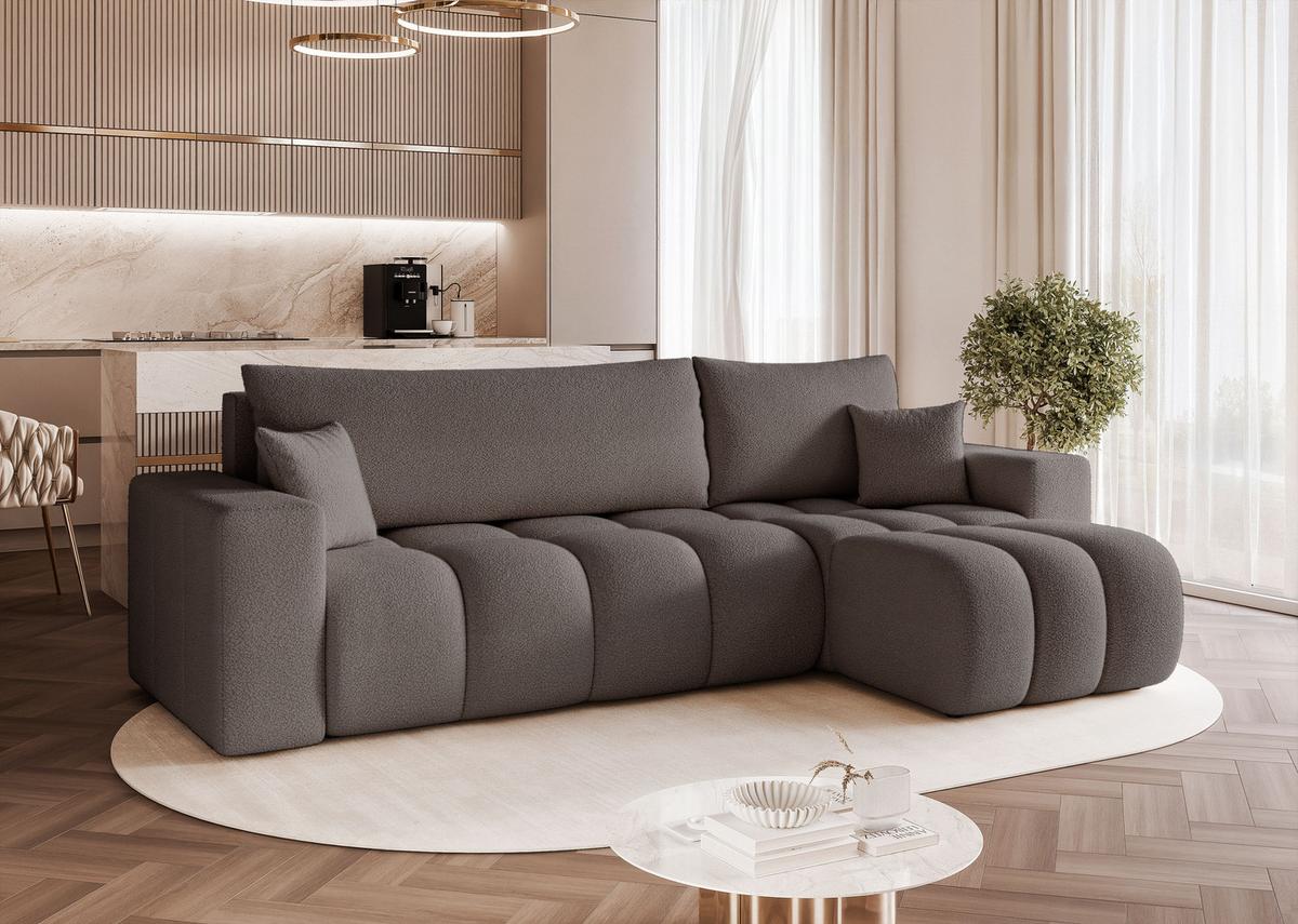 ECKSOFA OFI mit Schlaffunktion und Bettkasten Dunkelgrau - Dunkelgrau, Holzwerkstoff/Kunststoff (248/145cm) - Idohome