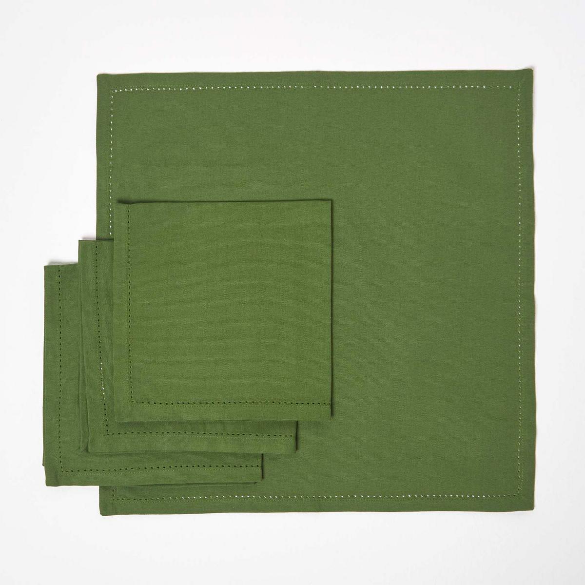 STOFFSERVIETTEN 4er-Set olivgrün 45/45 cm, 100% Baumwolle - Olivgrün, Textil (45/45cm) - Homescapes
