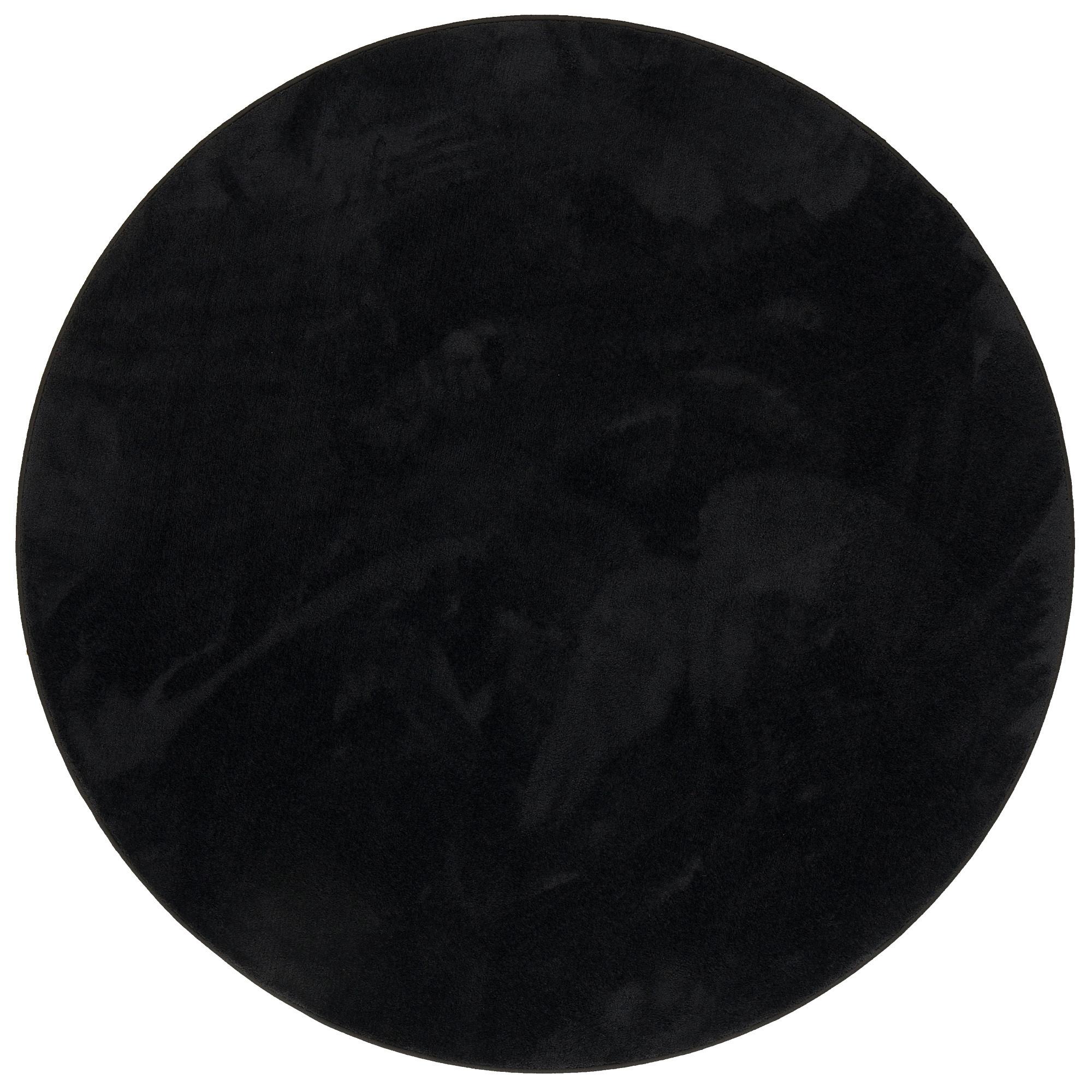 HOCHFLOR LANGFLOR TEPPICH SUPER SOFT MELIA RUND - Schwarz, Textil (120/120cm) - Pergamon