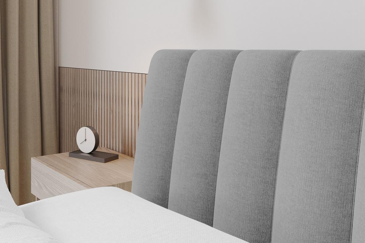 POLSTERBETT mit Bettkasten und Lattenrost, Boxbett ohne Matratze - ILAN 160x200 Grau - Hellgrau, Holzwerkstoff/Textil (160/200cm) - ALTDECOR