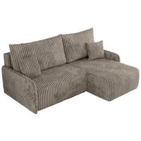 ECKSCHLAFSOFA ARPA L Hellbraun Cord - rechts - Hellbraun/Schwarz, Kunststoff/Textil (150/198cm) - MKS