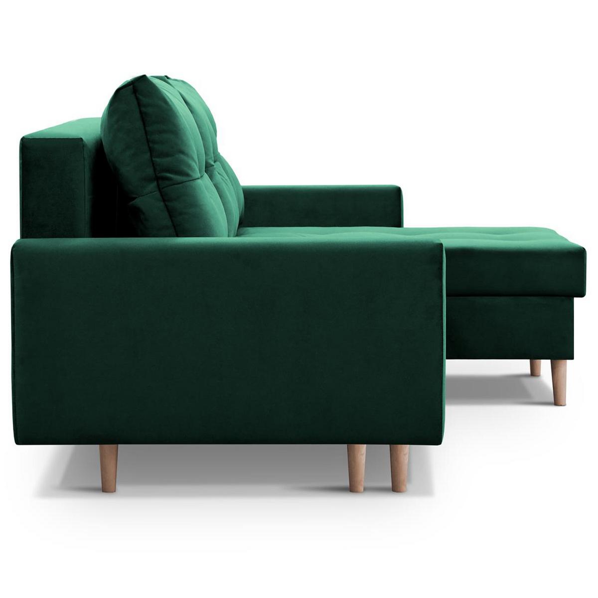 ECKSCHLAFSOFA Halant mit Bettkasten, universelle Ottomane, Veloursstoff, Dunkelgrün - Dunkelgrün, Textil (220/140cm) - Beautysofa