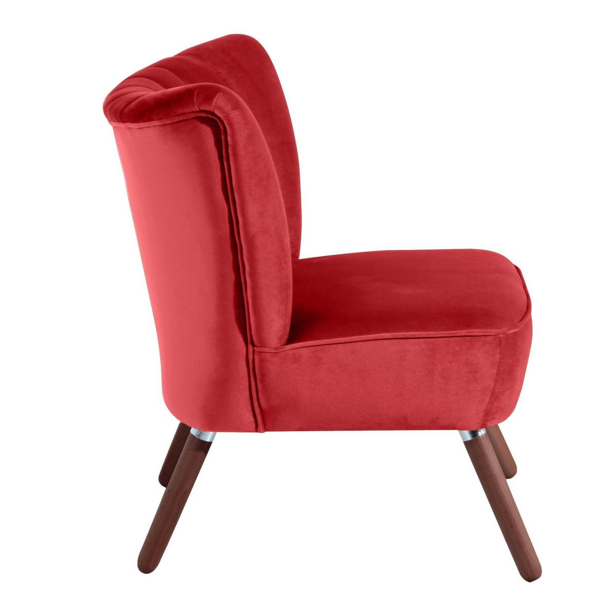 SESSEL Kadisha Bezug Samtvelours Buche nussbaum dunkel / rot - Rot/Buche Kolonial, Kunststoff (70/80/66cm) - 58aufmkessel
