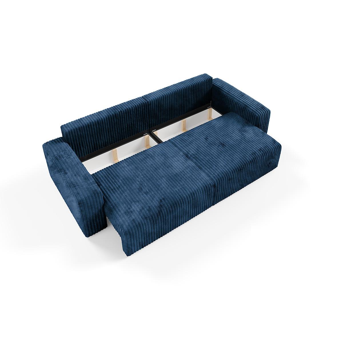 SOFA Angela 3 Sitzplätze Marineblau - Blau, Holz (252/86/105cm) - Petits-meubles