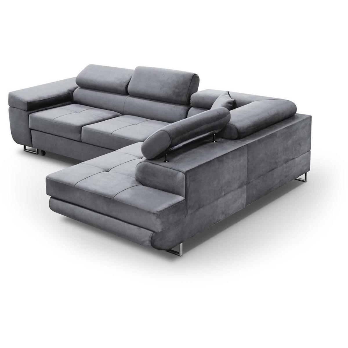 ECKSCHLAFSOFA Vild verstellbaren Kopfstützen, Hellgrau, rechts - Chromfarben/Hellgrau, Textil (275/203cm) - Beautysofa