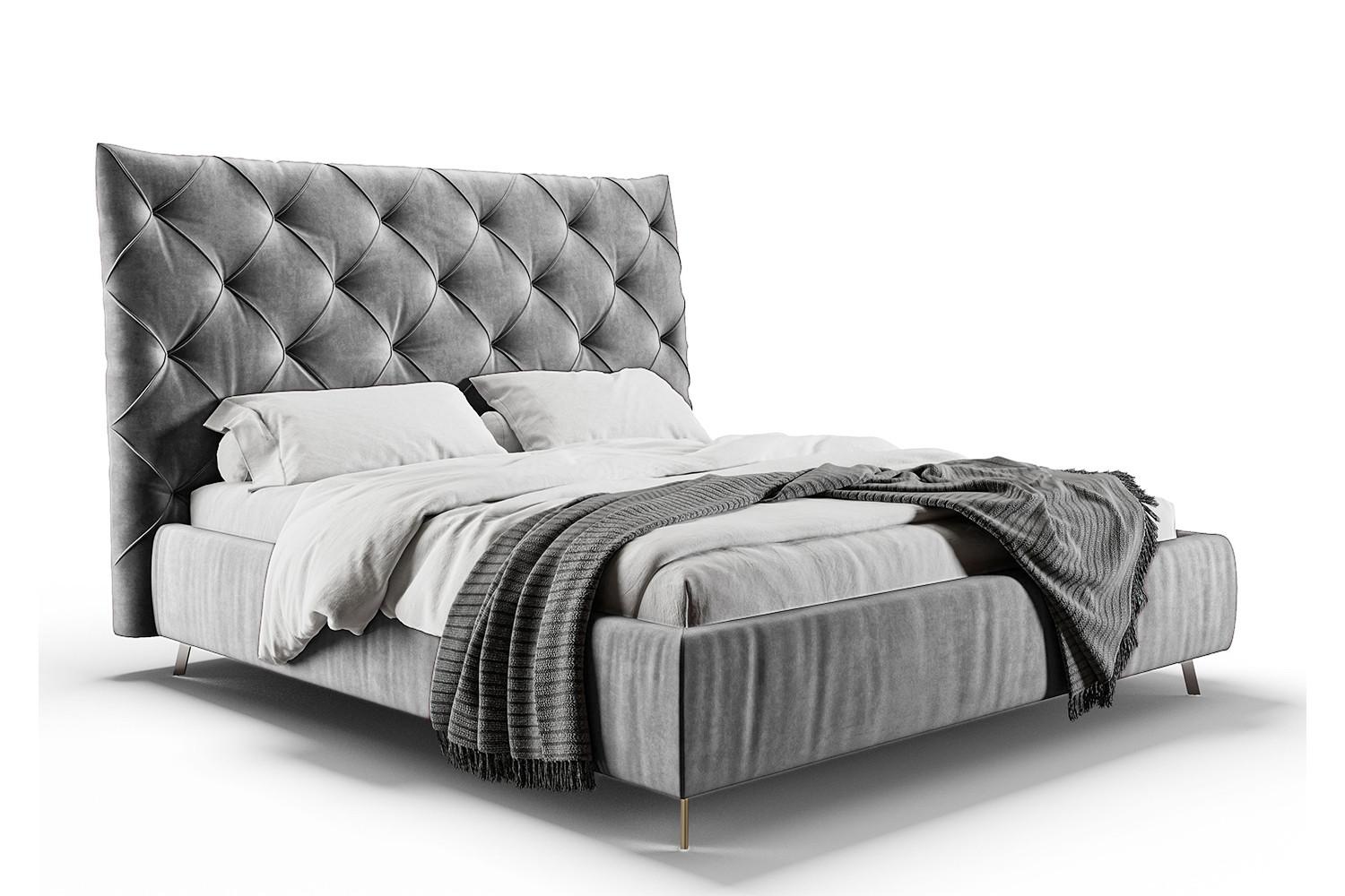POLSTERBETT ANNY Silber Velvet - Silberfarben, Textil (160/200cm) - KAWOLA