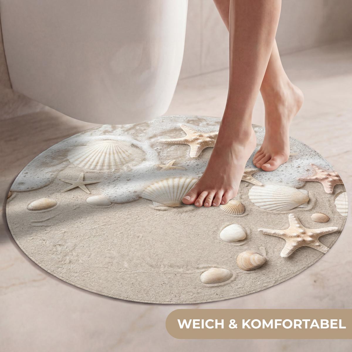 WC-VORLEGER Muscheln - Seesterne - Strand Toilettenteppich 70x70 cm - Sandfarben, Textil (70/1cm) - OnlyWow