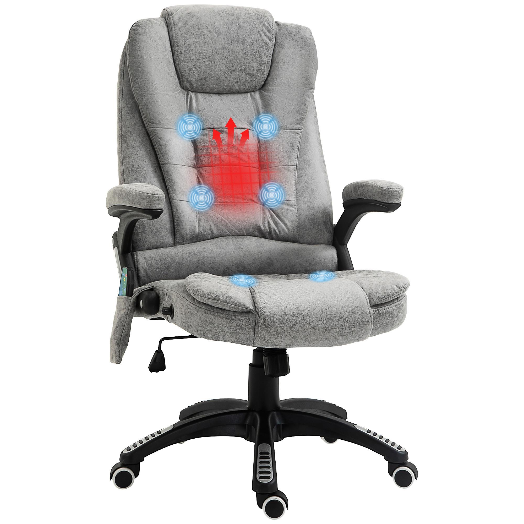 MASSAGE-BÜROSTUHL mit Wippfunktion, Schreibtischstuhl mit Heizfunktion, Grau - Schwarz/Grau, Kunststoff/Textil (74/116/67cm) - Vinsetto
