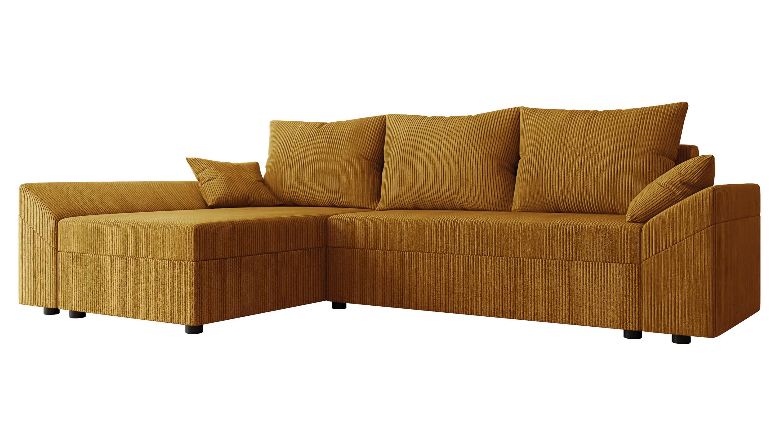 ECKSOFA Dante L Cord - Schwarz/Braun, Holz/Kunststoff (240/140cm) - MIRJAN24