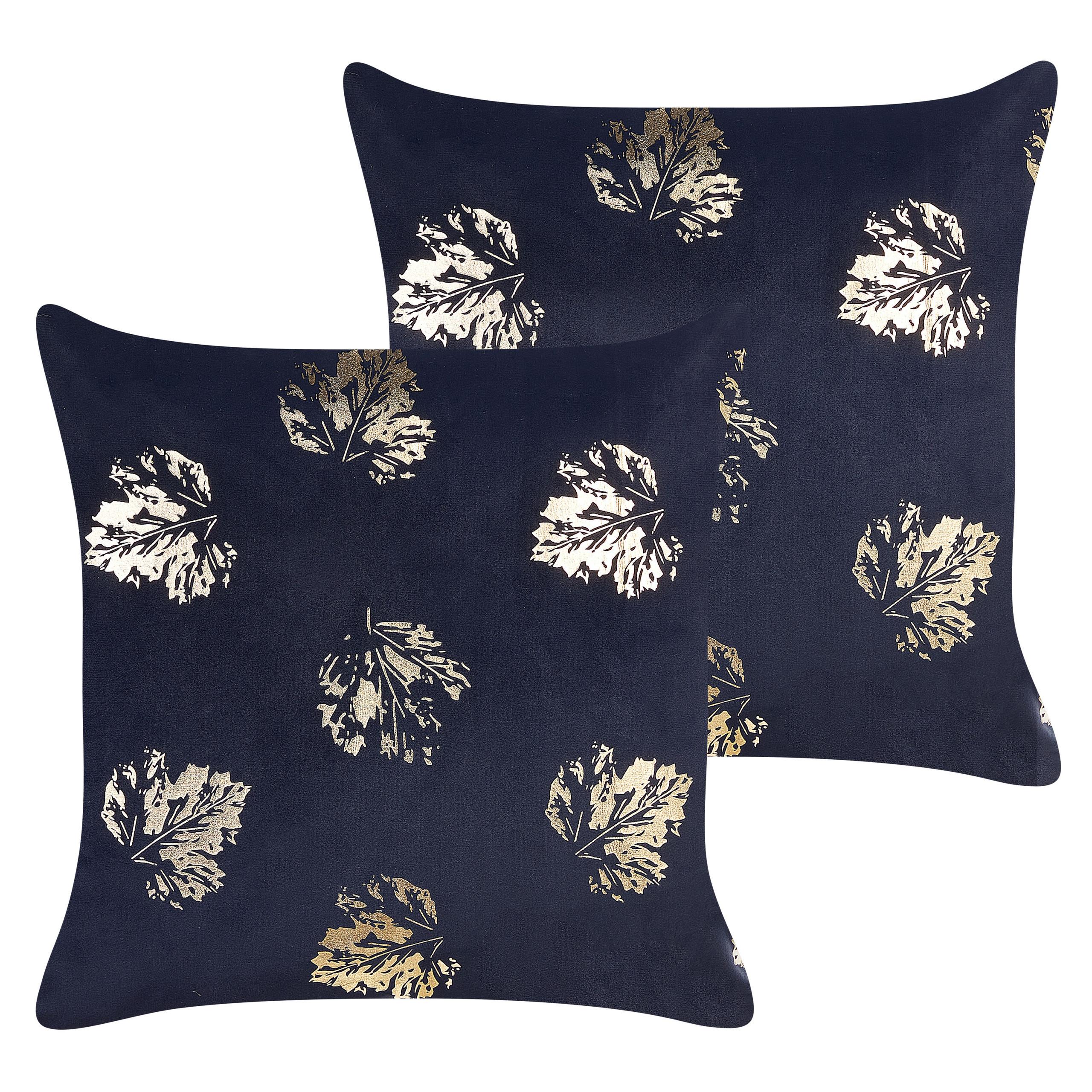 DEKOKISSEN 2er-Set Schwarz 45/45 cm Goldenrod - Schwarz, Textil (45/45cm) - Beliani