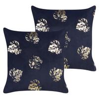DEKOKISSEN 2er-Set Schwarz 45/45 cm Goldenrod - Schwarz, Textil (45/45cm) - Beliani
