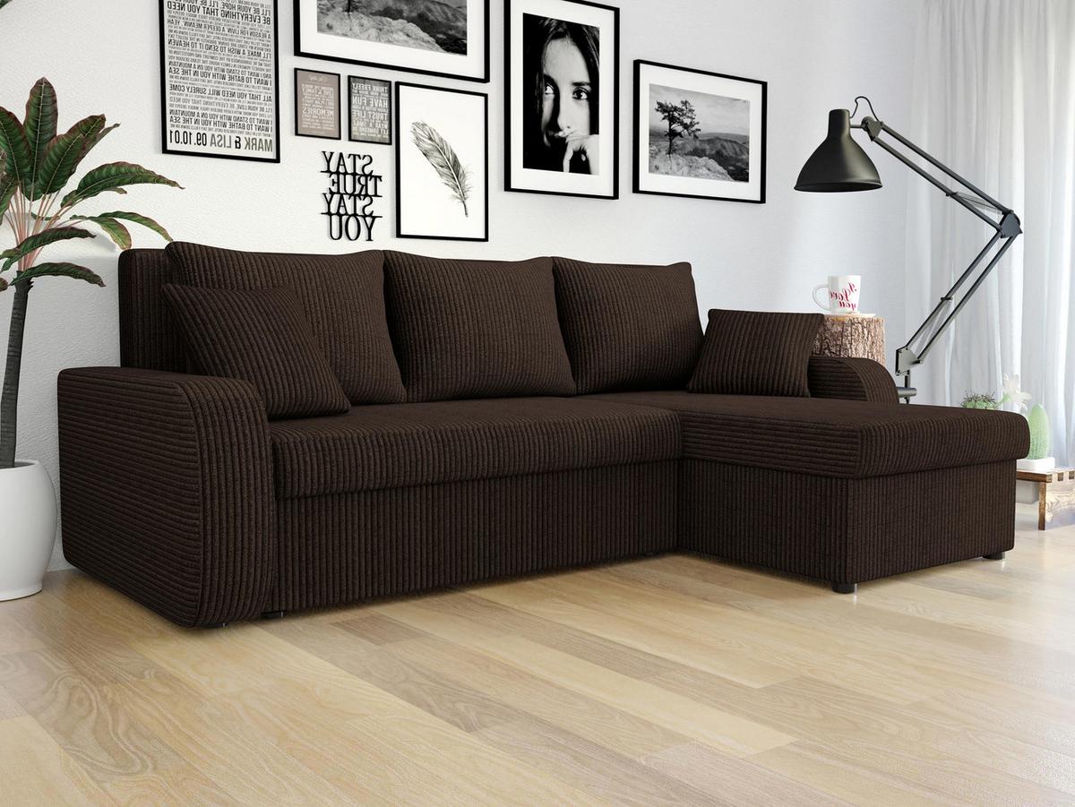 ECKSOFA Kris Cord - Nussbaumfarben/Schwarz, Holz/Kunststoff (238/147cm) - MIRJAN24