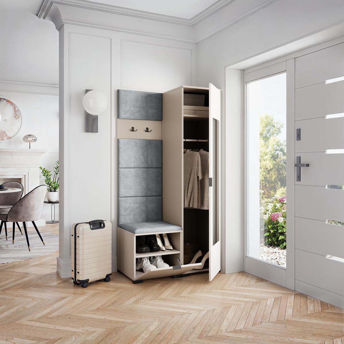 GARDEROBENSCHRANK VIRA 95/181/51 cm Modern Kaschmir - Kaschmir/Hellgrau, Holzwerkstoff (95/181/51cm) - MASSENO
