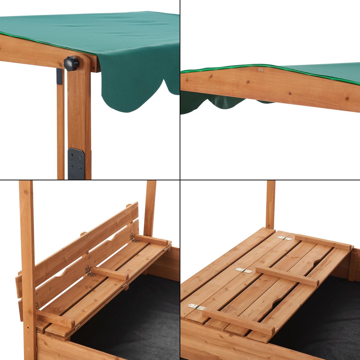 SANDKASTEN Pitsunda - Naturfarben/Grün, Holz (118/118/145cm) - [en.casa]